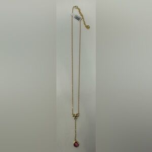 Talia Necklace Gold With Pink & Clear Stones Chain 18" Plus Pendant NEW MSRP $49